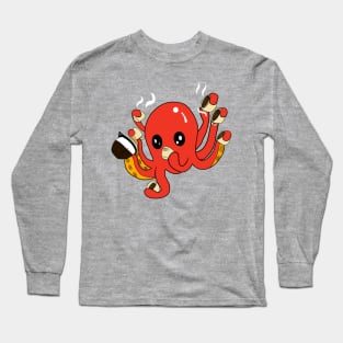 Coffetopus - Caffeine Addicted Octopus - Compulsive coffee drinker Long Sleeve T-Shirt